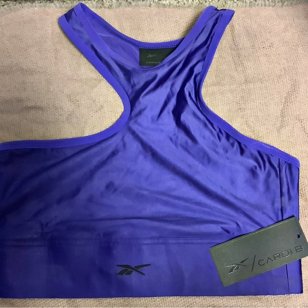CARDI B X REEBOK Crop Asymmetric Tank in Ultima Purple Sz.M